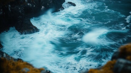 Canvas Print - Ocean Waves Crashing Against Rugged Coastline