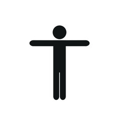 Wall Mural - human figure icon, pictogram, standing stick man, arms extended at shoulder level, flat vector illustration isolated on a white background