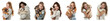 © Rawpixel.com - Woman hugging dog png cut out element set