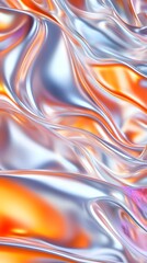 Poster - Abstract Holographic Background, silver and orange hologram colors