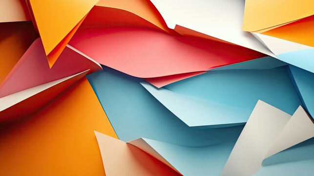 Abstract 3D digital background with layered geometric shapes. Space for text or branding on the sides.