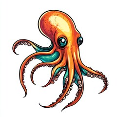 Wall Mural - vector graphic of a squid