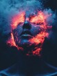 © Nejron Photo - Eerie figure with head ablaze in fiery flames.
