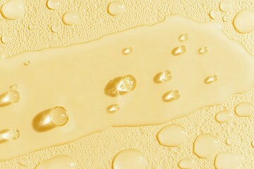 Wall Mural - Water droplets on a yellow surface