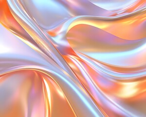 Poster - Abstract Holographic Background, silver and orange hologram colors