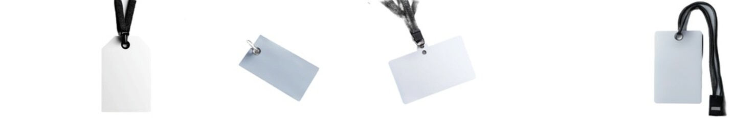 Poster - An empty layout layout with a gray background, a blank label hanging on a thread from a neck.