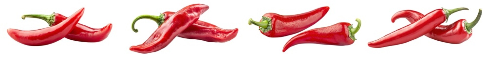 Poster - Isolated red chili peppers with a white background