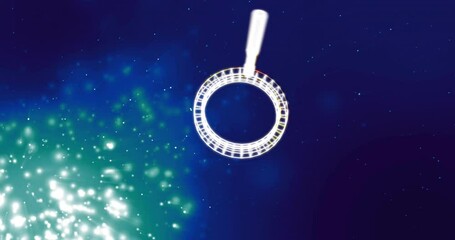 Wall Mural - magnifying glass animation over starry night sky background