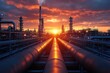 © julija - aweinspiring industrial landscape intricate network of pipelines and racks silhouetted against a fiery sunset sky merging industry with natural beauty