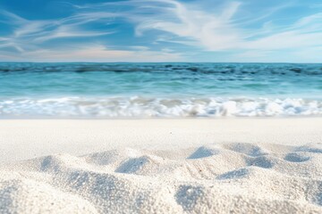 Wall Mural - White sand beach with blue sky