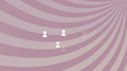 Poster - User icons over pink and white spiral animation background