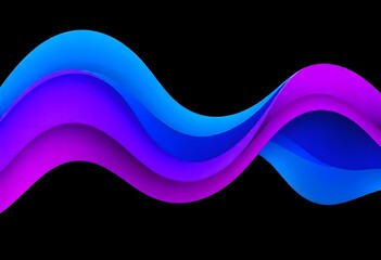 Colorful abstract waves of blue and purple hues flowing against a dark background