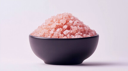 Pink salt on white background