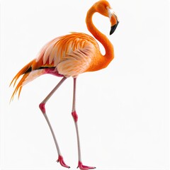 Wall Mural - Flamingo standing on Transparent Background 