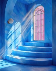 Poster - Blue room with sunlight