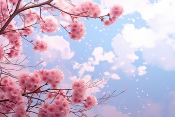 Poster - Pink blossoms & blue sky