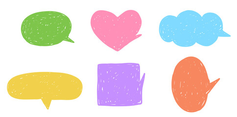 Leinwandbilder - Set of speech bubble for text with crayon texture. Vector illustration