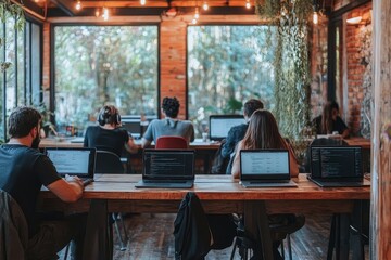 coding in the wild: focused developers immersed in their work at a collaborative coworking space, ba
