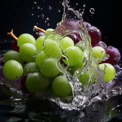 grape food green fresh water slice healthy juicy tropical isolated vitamin splash
