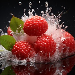 litchi food green fresh water slice healthy juicy tropical isolated vitamin splash
