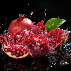 pomegranate food fresh water slice healthy juicy tropical isolated vitamin splash
﻿