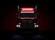 © Miquel - A red semi-trailer truck on a dark background