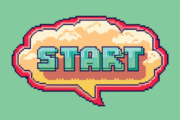 Poster - Rounded corner pixel art speech bubble cloud, depicted in a colorful vector design, ideal for digital communication.