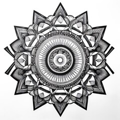 Geometric Black and White Mandala with Abstract Details
