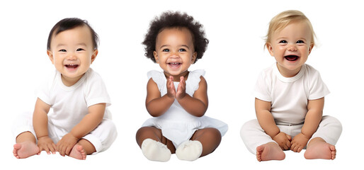 Wall Mural - Diverse cute baby png cut out element set