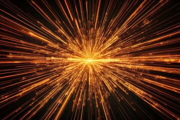 Wall Mural - Explosive golden light beams radiating central point