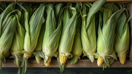 Wall Mural - The corn is freshly picked and ready to eat after being cooked.