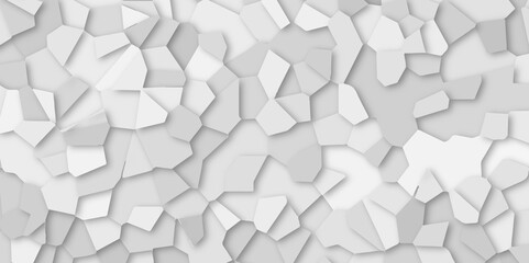 Poster - Abstract white and gray broken stained-glass background with line. geometric seamless pattern with 3d shapes triangle background. colorful low poly crystal mosaic and tiles background pattern.