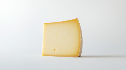 Wall Mural - A single piece of cheese, sitting alone against a plain white backdrop.