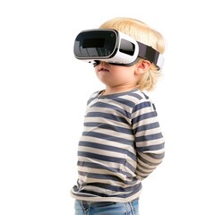 Poster - Cute blond little boy wearing VR glasses