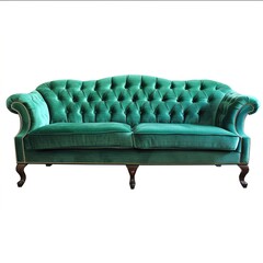 Wall Mural - isolated coral sofa, emerald sofa furniture for living room