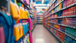 © Zape - A colorful school supply aisle in a store, filled with notebooks, crayons, and backpacks.