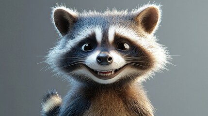 Canvas Print - A Close-Up Portrait of a Smiling Raccoon