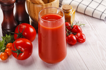 Fresh Tomato juice in the glass