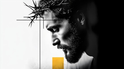 Wall Mural - Jesus Christ Suffering with Crown of Thorns Artistic Portrait