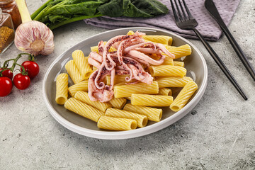 Poster - Italian cuisine - pasta tortiglioni with squid