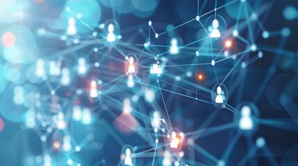 Poster - Abstract Network Connection with People Icons and Bokeh Lights