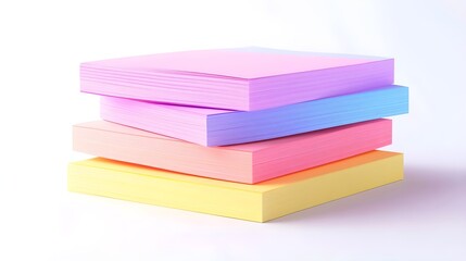 Sticker - Colorful Stacked Sticky Notes on White Background