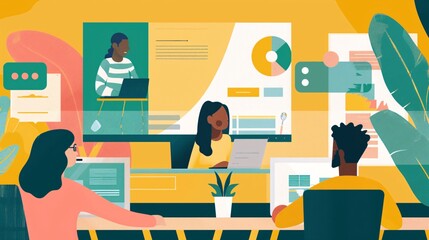 Poster - Diverse Team Working Together on a Project with Data Visualization