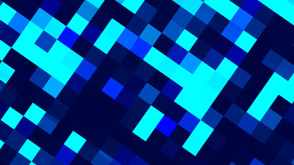 Poster - Abstract multicolored pattern, mosaic background. Fractal geometry: background of glowing blocks. Sci-fi or high-tech background.