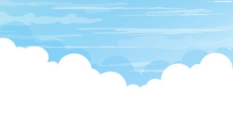 Wall Mural - sky blue,clouds background,vector illustration in flat style of cloud moving in sunny day summer.car
