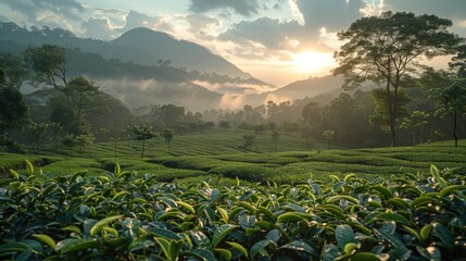 Wall Mural - A lush green field with trees in the background