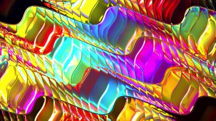 Poster - Abstract multicolored rainbow wave. Abstract wave twisted background. Close up illustration of abstract wavy background. 3D rendering. Abstract animation 4K.