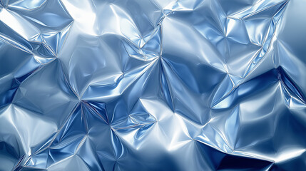 Aufkleber - Shiny metallic blue crumpled foil background showcasing folds and textures under soft light in a studio setting