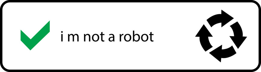 Poster - I m not a robot checkbox icon in Black line style. Concept technology human check verification hands, close up, ai. Vector illustration for website and mobile app isolated on transparent background.