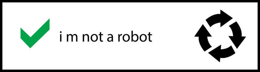 Poster - I m not a robot checkbox icon in Black line style. Concept technology human check verification hands, close up, ai. Vector illustration for website and mobile app isolated on transparent background.